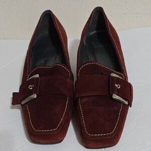 Stuart Weitzman Brown Loafers with Metal Detail